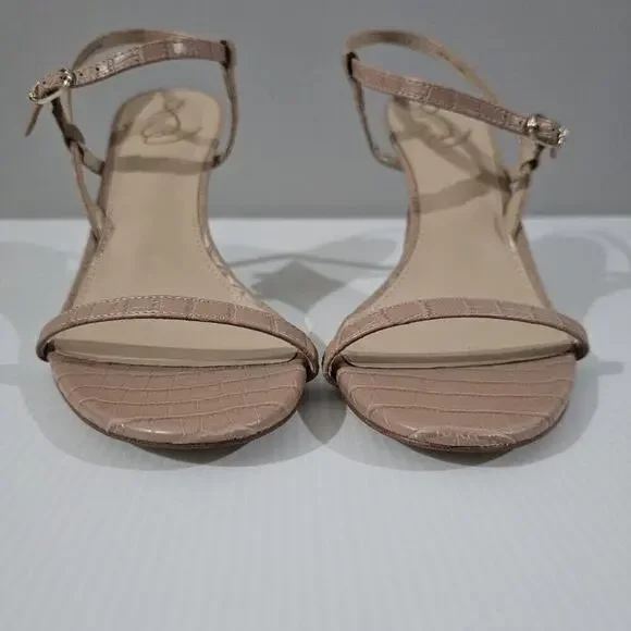 NEW Sam Edelman Doran Strappy Sandal Stiletto Heel Tan Croc Womens 9.5 - Picture 6 of 13